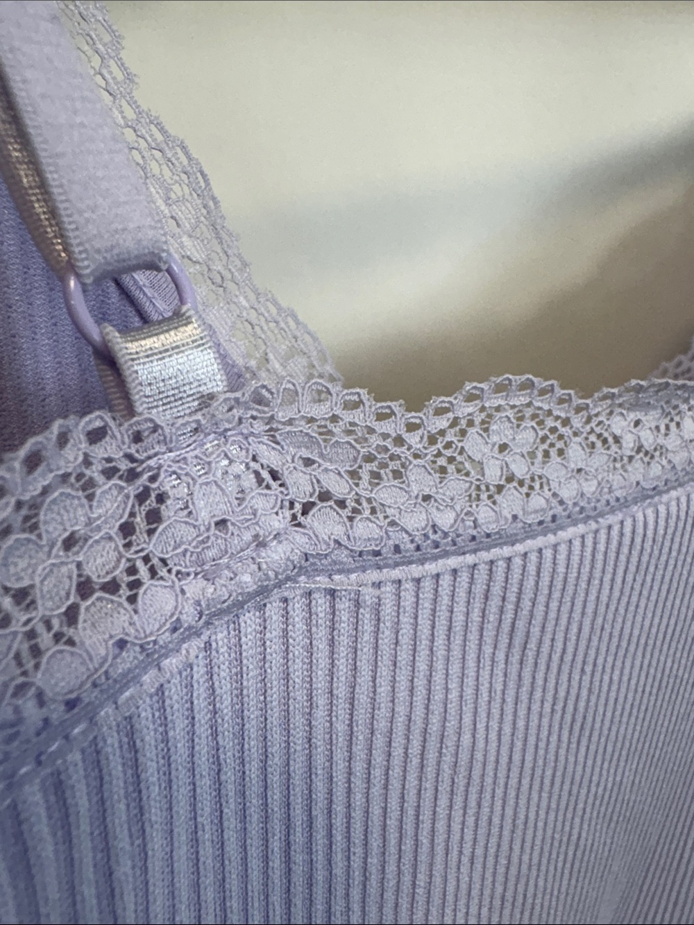 Divided Lavender Ribbed Lace-Trim Slip - Picture 8 of 10